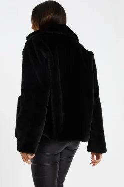Quiz Black Faux Fur Jacket New