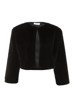 Quiz Faux Fur Long Sleeve Cape Black Best