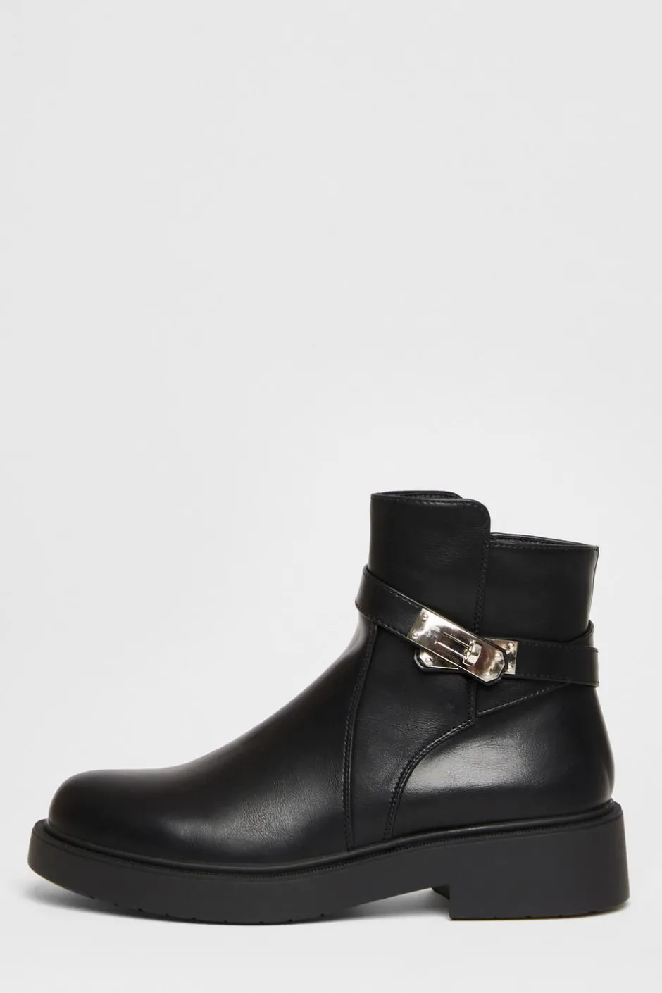 Quiz Black Faux Leather Ankle Boots New