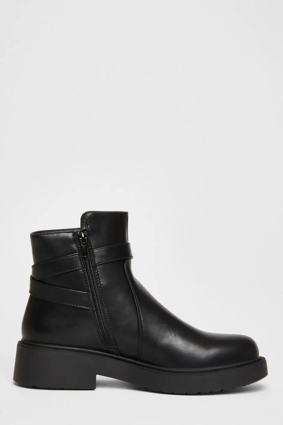 Quiz Black Faux Leather Ankle Boots New