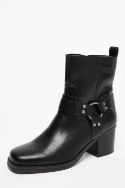 Quiz Black Faux Leather Buckle Ankle Boots Outlet