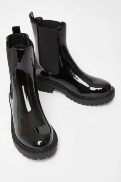 Quiz Black Faux Leather Chelsea Boots Clearance