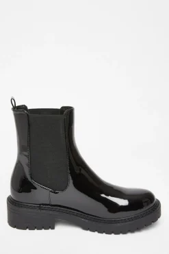 Quiz Black Faux Leather Chelsea Boots Clearance