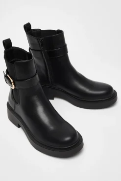 Quiz Black Faux Leather Chunky Buckle Boots Sale