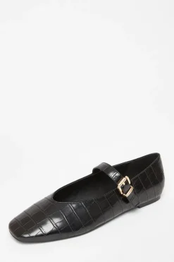 Quiz Black Faux Leather Croc Print Pumps Online