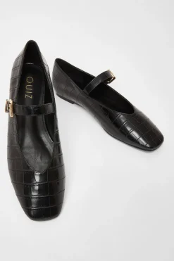 Quiz Black Faux Leather Croc Print Pumps Online