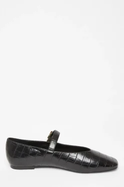 Quiz Black Faux Leather Croc Print Pumps Online