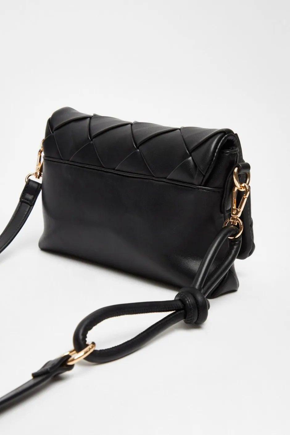 Quiz Black Faux Leather Cross Body Bag New