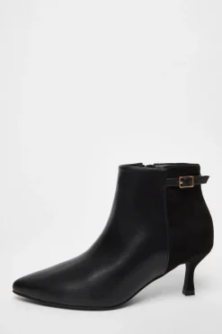 Quiz Black Faux Leather Heeled Ankle Boot Clearance