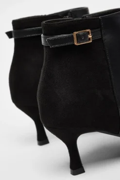 Quiz Black Faux Leather Heeled Ankle Boot Clearance