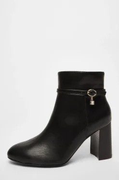 Quiz Black Faux Leather Heeled Ankle Boot Best