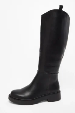 Quiz Black Faux Leather Knee High Boots Clearance
