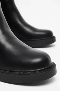 Quiz Black Faux Leather Knee High Boots Clearance