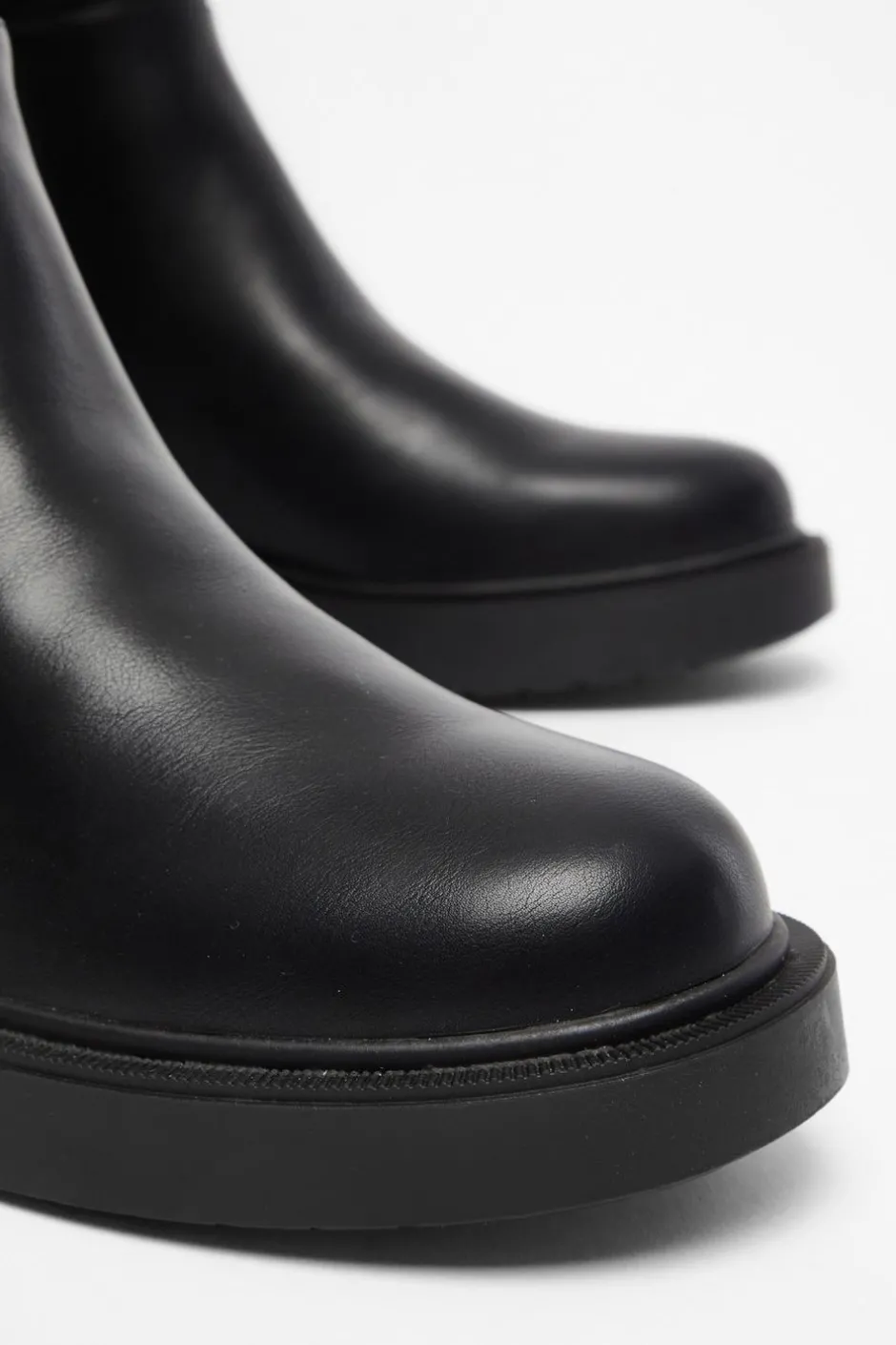 Quiz Black Faux Leather Knee High Boots Clearance
