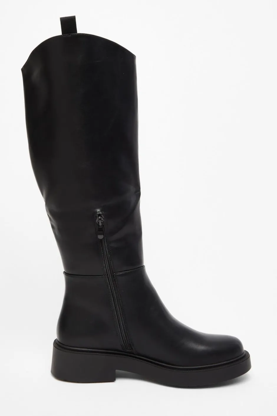 Quiz Black Faux Leather Knee High Boots Clearance