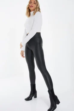 Quiz Black Faux Leather Leggings Outlet