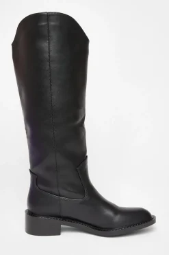 Quiz Black Faux Leather Riding Boots