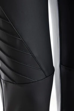 Quiz Faux Leather Seam Leggings Black New