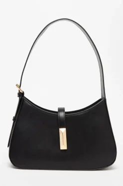 Quiz Faux Leather Shoulder Bag Black Clearance