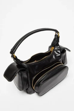 Quiz Faux Leather Shoulder Bag Black Best