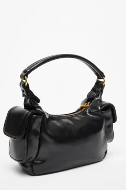 Quiz Faux Leather Shoulder Bag Black Best