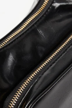 Quiz Faux Leather Shoulder Bag Black Best