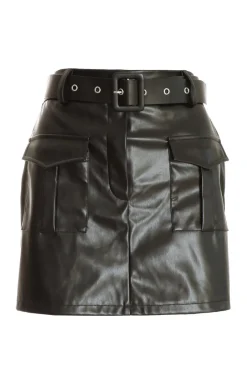 Quiz Faux Leather Skort Black Sale