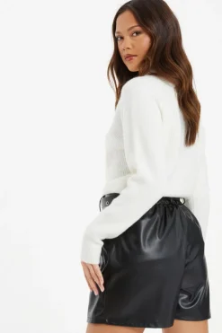 Quiz Faux Leather Skort Black Sale