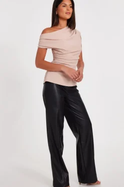 Quiz Black Faux Leather Trousers New