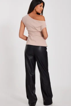 Quiz Black Faux Leather Trousers New