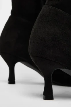 Quiz Black Faux Suede Low Heeled Boots Outlet