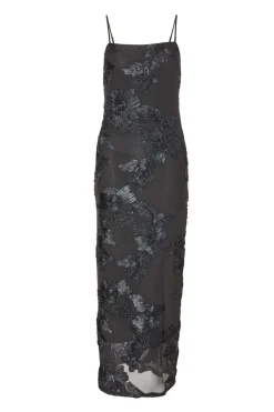 Quiz Floral Applique Midaxi Dress Black Hot