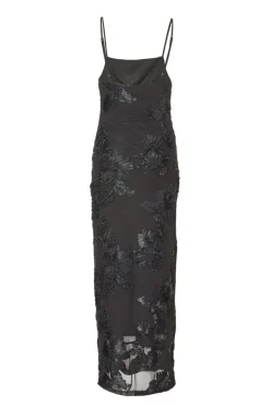 Quiz Floral Applique Midaxi Dress Black Hot