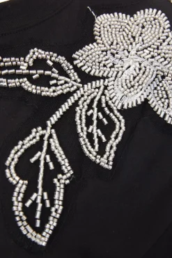 Quiz Black Floral Applique T-Shirt Sale
