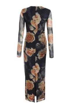 Quiz Black Floral Mesh Midaxi Dress Discount