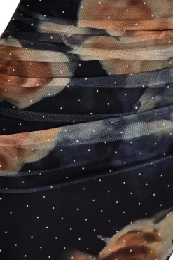 Quiz Black Floral Mesh Midaxi Dress Discount