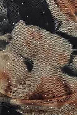 Quiz Black Floral Print Mesh Top Clearance