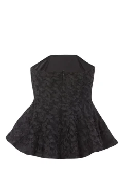 Quiz Black Floral Textured Peplum Top Online