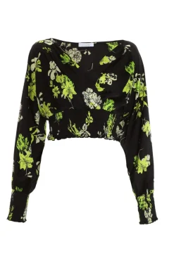 Quiz Black Floral Wrap Crop Top Hot