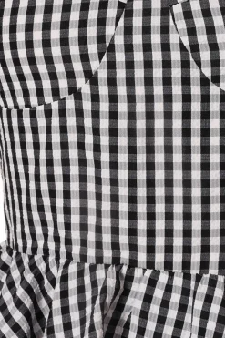 Quiz Black Gingham Peplum Top Sale
