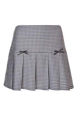 Quiz Black Gingham Pleated Skirt