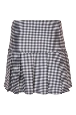 Quiz Black Gingham Pleated Skirt