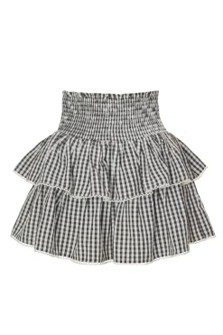 Quiz Black Gingham Tiered Mini Skirt Sale