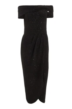 Quiz Black Glitter Bardot Midi Dress Sale