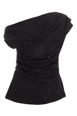 Quiz Black Glitter Drape Neck Top Online