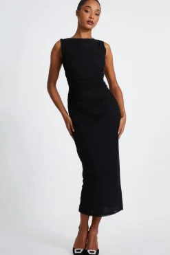 Quiz Glitter Mesh Midaxi Dress Black Best