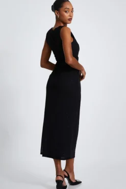 Quiz Glitter Mesh Midaxi Dress Black Best