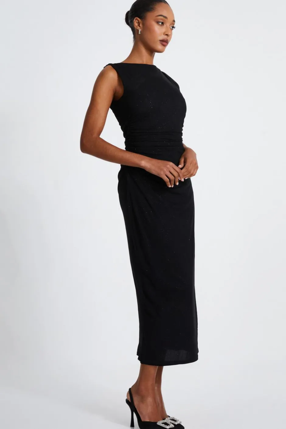 Quiz Glitter Mesh Midaxi Dress Black Best