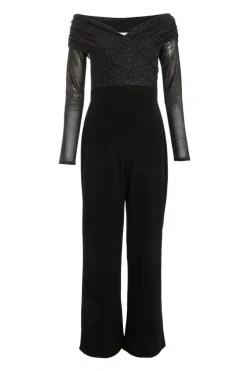 Quiz Black Glitter Palazzo Jumpsuit Best