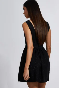 Quiz Black Glitter Skater Dress Hot